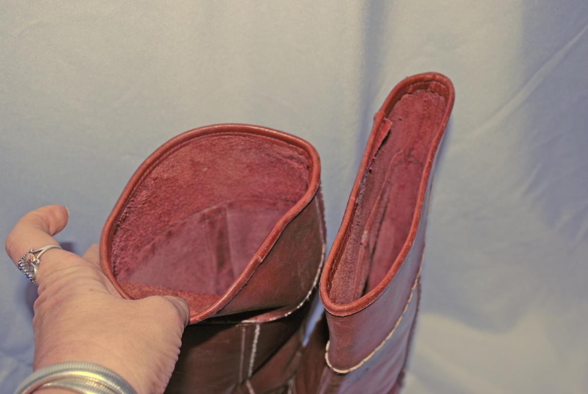 Tall Leather Boots, Boho Hipster Handcrafted Unbranded with Stitching Lady's size 42