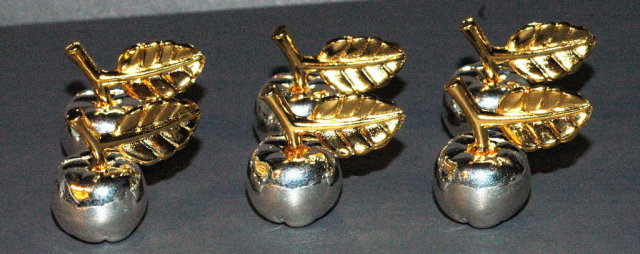 6 silver plated Apple Place Card Holders