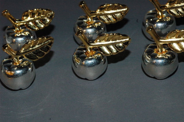 6 silver plated Apple Place Card Holders