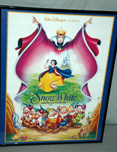 Disney Snow White Movie Poster Framed behind glass