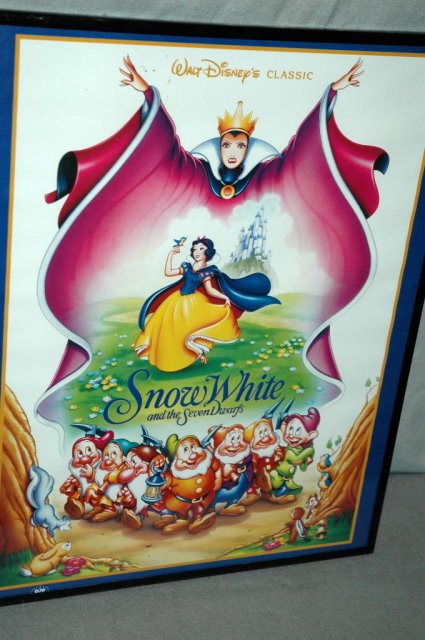 Disney Snow White Movie Poster Framed behind glass