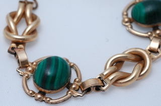 12K Gold Filled & Malachite Bracelet VINTAGE