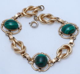 12K Gold Filled & Malachite Bracelet VINTAGE
