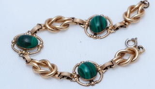 12K Gold Filled & Malachite Bracelet VINTAGE