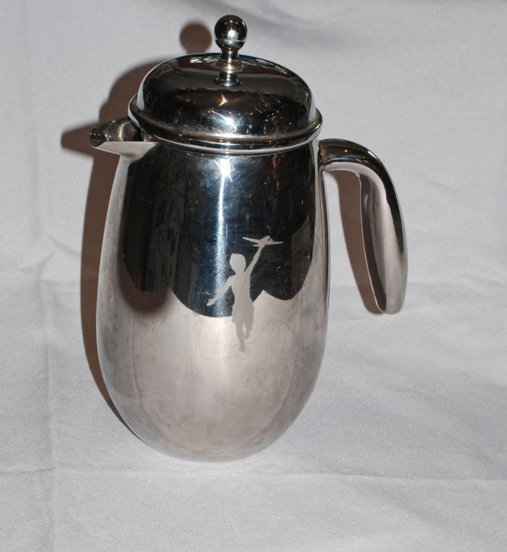 BODUM STAINLESS COFFEE PRESS THERMAL C. JORGENSEN 11 Etched Boy & Airplane