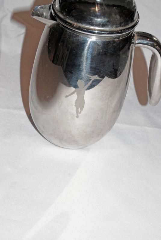 BODUM STAINLESS COFFEE PRESS THERMAL C. JORGENSEN 11 Etched Boy & Airplane