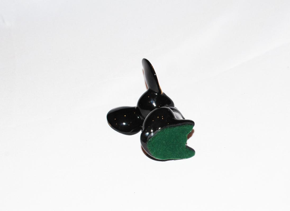 Vintage Big Ear Mouse Figurine, Black with Gold Trim