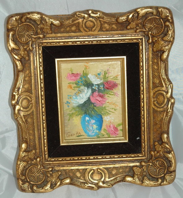 Small Oil Painting by Garth in Ornate Gilded Frame