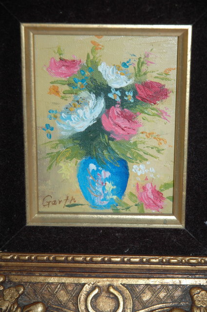 Small Oil Painting by Garth in Ornate Gilded Frame