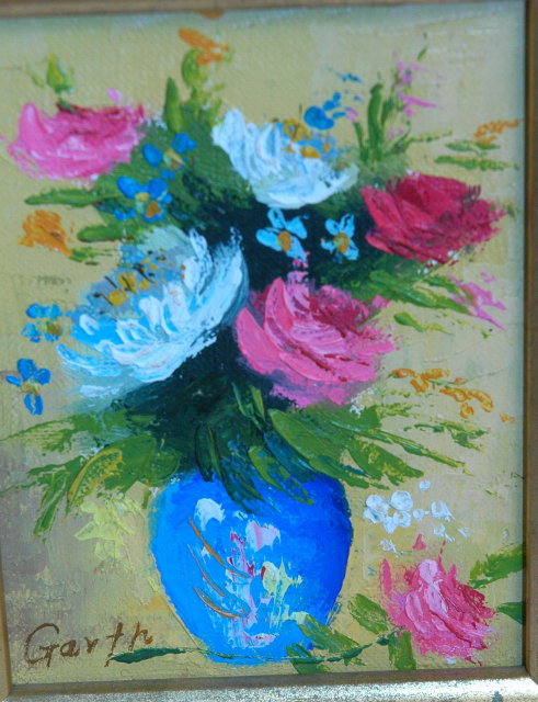 Small Oil Painting by Garth in Ornate Gilded Frame