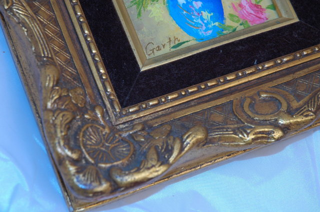 Small Oil Painting by Garth in Ornate Gilded Frame