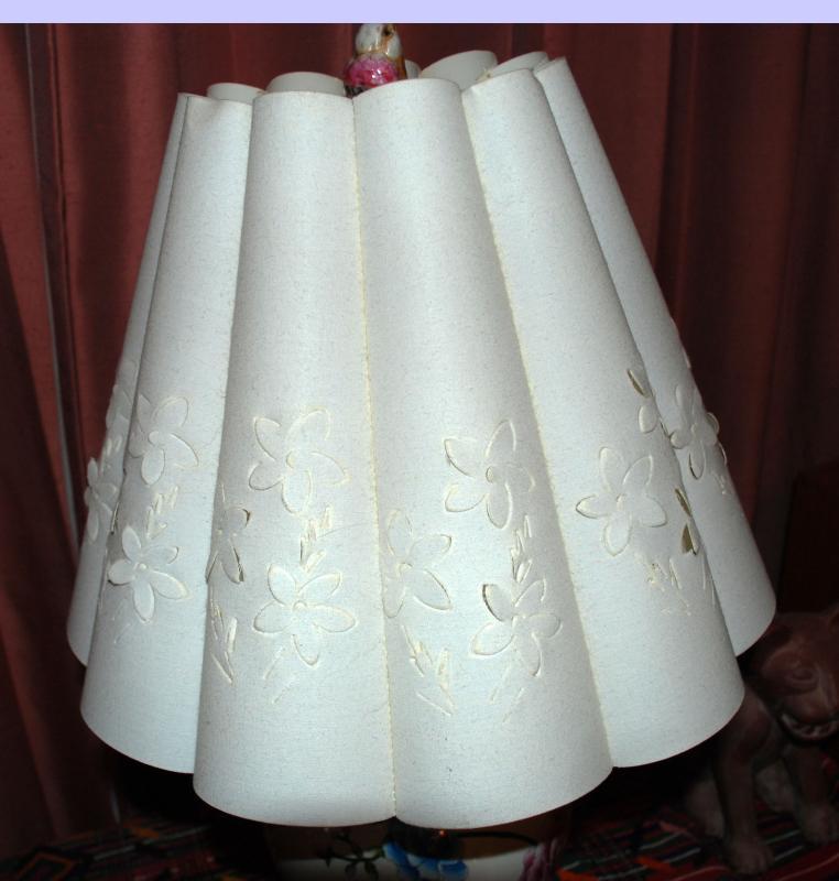 Asian Ginger Jar Peony Ceramic Lamp with Fancy Flower Shade & Porcelain Bird Finial.