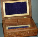 Carved Wood Maple Leaf Tramp Art Trinket or Card Box