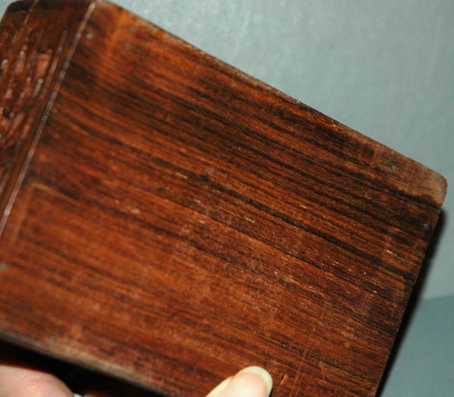 Carved Wood Maple Leaf Tramp Art Trinket or Card Box