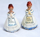 Plastic or compositoin Praying Church Ladies Salt and Pepper Shakers