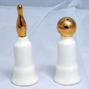 Gold Bowling Ball & Pin Trophies Salt & Pepper Shakers