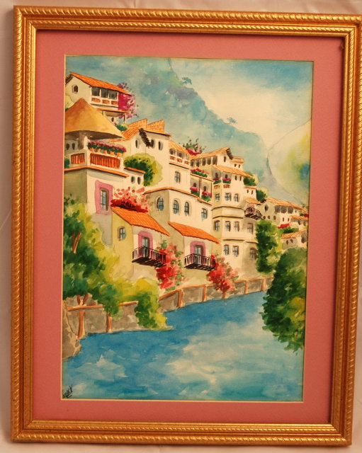 Water Color Painting of Mediterranean Scene*REDUCED PRICE*