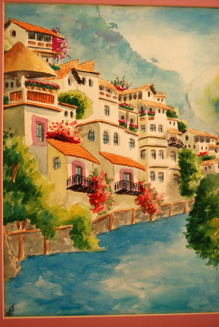 Water Color Painting of Mediterranean Scene*REDUCED PRICE*