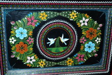 OLD Hand Painted Mexican Wooden Tray Toleware