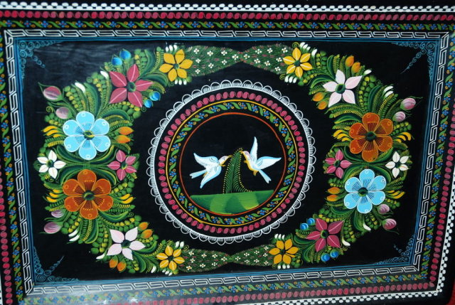 OLD Hand Painted Mexican Wooden Tray Toleware