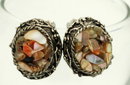 Mosaic Shell Clip On Earrings