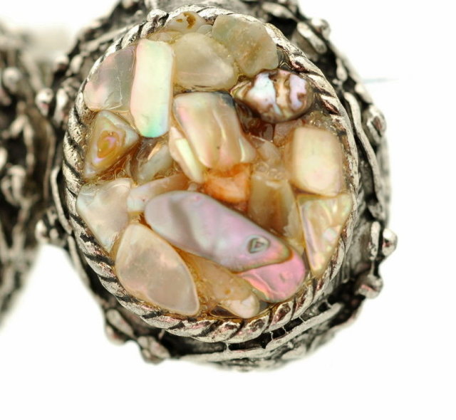 Mosaic Shell Clip On Earrings