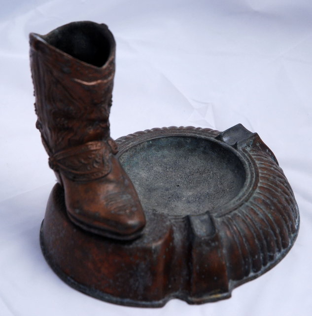 Bronze Cowboy Boot Cigarette Holder & Ashtray * PRICE REDUCTION*