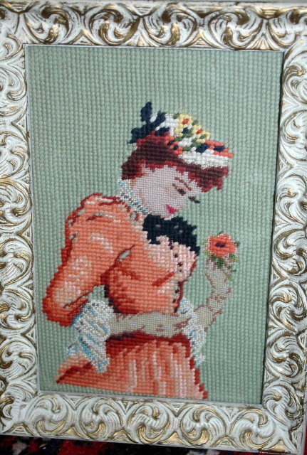 Framed Vintage Needle Point Picture of Woman
