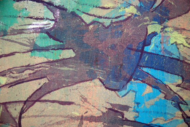 Daniel Lafontant Large Modernist Abstract Gouache on Canvas