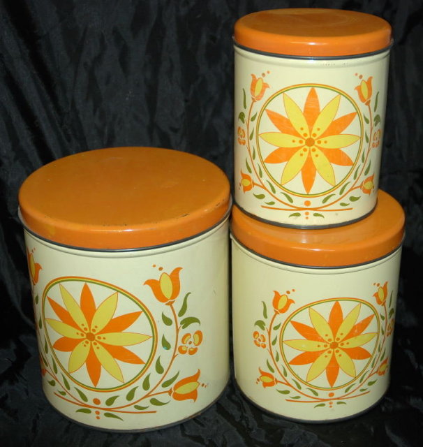 Decoware 3 pc Tin Kitchen Canisters RETRO *Price Reduced!*