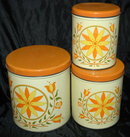 Decoware 3 pc Tin Kitchen Canisters RETRO *Price Reduced!*
