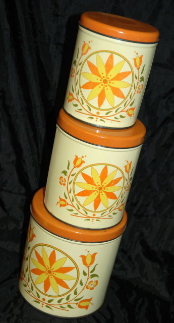 Decoware 3 pc Tin Kitchen Canisters RETRO *Price Reduced!*