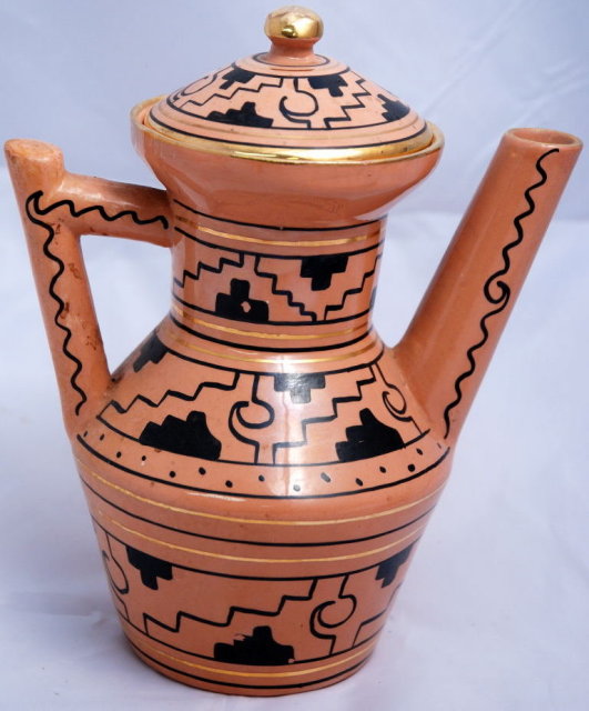 Signed Oxxaca Mexican Glazed Pottery Coffee or Tea pot
