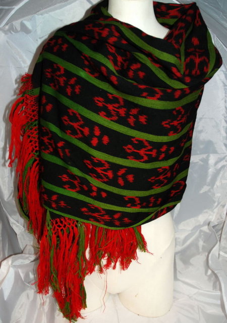 Vintage Guatemalan Ikat Shawl Wrap or Shawl Hand Woven Wool RARE Vintage