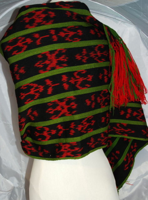 Vintage Guatemalan Ikat Shawl Wrap or Shawl Hand Woven Wool RARE Vintage