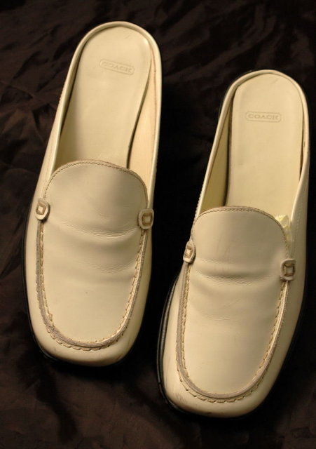 Coach White Leather Loafer Mules/Slides 6.5 *Price Reduced!*