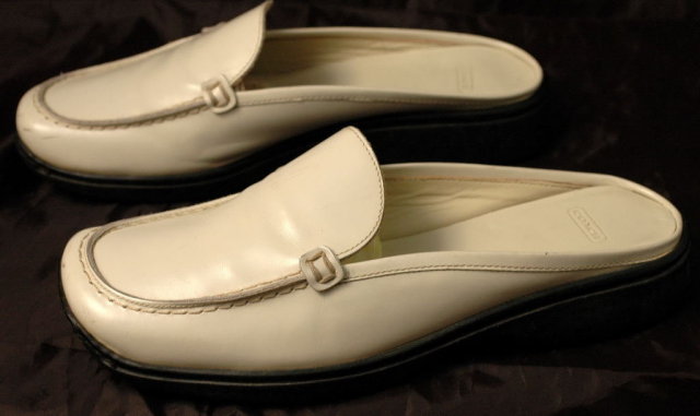 Coach White Leather Loafer Mules/Slides 6.5 *Price Reduced!*