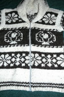 Genuine Canadian Cowichan Indian Sweater 100% Hand Spun Wool with Registration number
