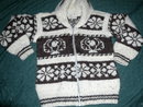 Genuine Canadian Cowichan Indian Sweater 100% Hand Spun Wool with Registration number