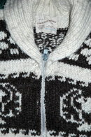Genuine Canadian Cowichan Indian Sweater 100% Hand Spun Wool with Registration number