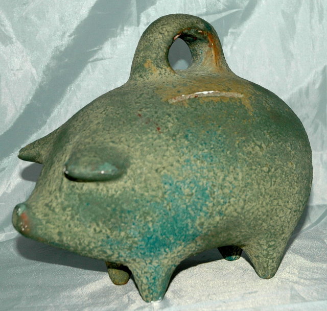 Extra Large Mexican Folk Art Pottery Piggy Bank