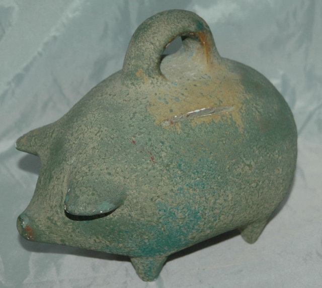 Extra Large Mexican Folk Art Pottery Piggy Bank
