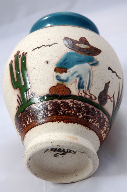 Mexican Pottery Stonware Vase with Enameling **PRICE REDUCTION**