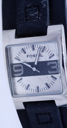 Fossil Watch Silver/Black Geometric pattern face