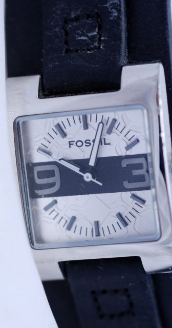 Fossil Watch Silver/Black Geometric pattern face