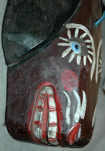 Guatemala Folk Art Guatemalan Dog Mask Old Carved & Painted Wood Folk Art