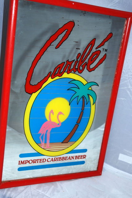 CARIBE IMPORTED CARIBBEAN BEER glass bar mirror * PRICE REDUCTION!*
