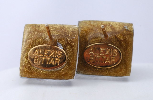 Alexis Bittar Hand Alexis Bittar Carved Lucite Puffed Pyramid Post Earrings
