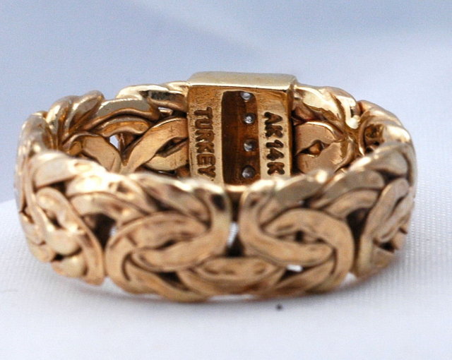 14K GOLD Turkish Byzantine Ring with Diamonds sz 10