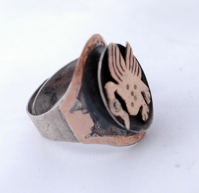 18k Gold Mystical Peruvian Ring, Signed